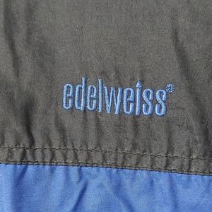 Vintage Edelweiss Mens Medium Blue Black Ski Snow Coat Jacket Shell Zip Pockets